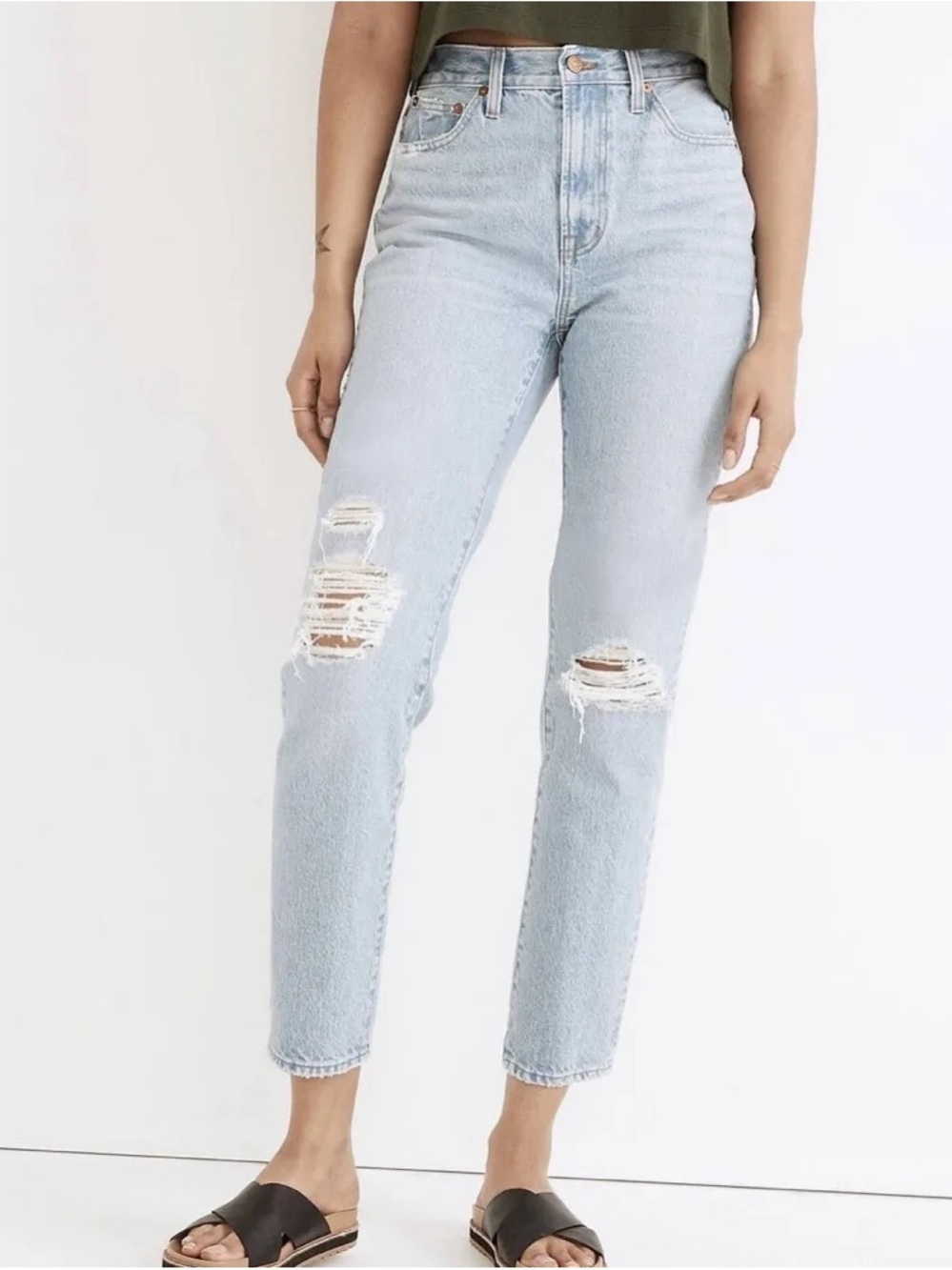 Madewell Perfect Vintage Light Blue Distressed Ankle Jeans
